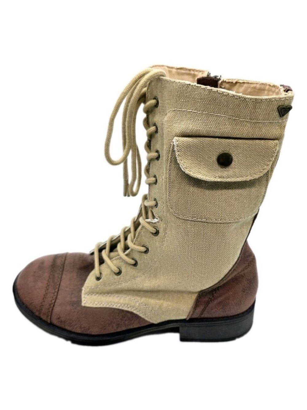 Roxy Oregon Love Combat Southwest Country Boots Faux Leather & Canvas Sz 10